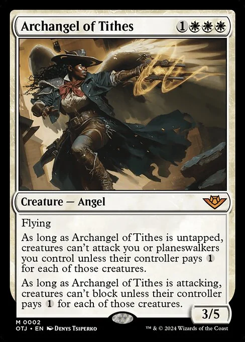 Archangel of Tithes, carta Magic di tipo Creature — Angel illustrata da Denys Tsiperko