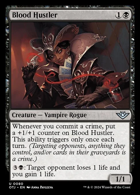 Blood Hustler, carta Magic di tipo Creature — Vampire Rogue illustrata da Anna Pavleeva