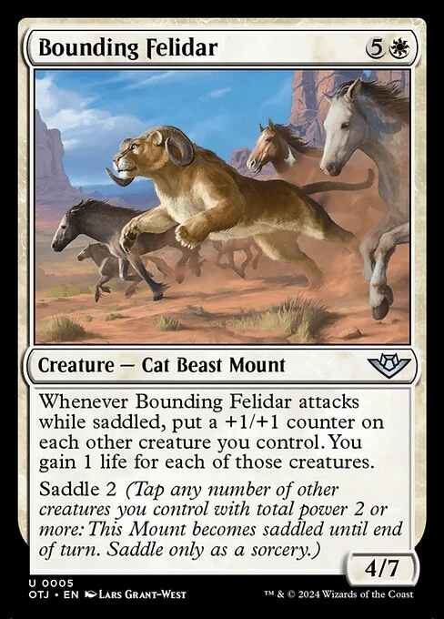 Bounding Felidar, carta Magic di tipo Creature — Cat Beast Mount illustrata da Lars Grant-West