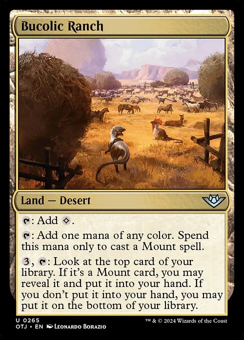 Bucolic Ranch, carta Magic di tipo Land — Desert illustrata da Leonardo Borazio
