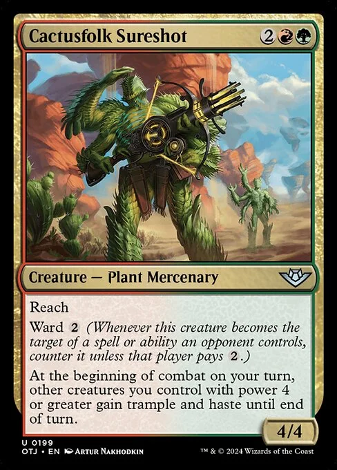 Cactusfolk Sureshot, carta Magic di tipo Creature — Plant Mercenary illustrata da Artur Nakhodkin