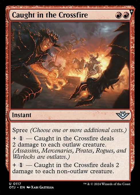 Caught in the Crossfire, carta Magic di tipo Instant illustrata da Xabi Gaztelua
