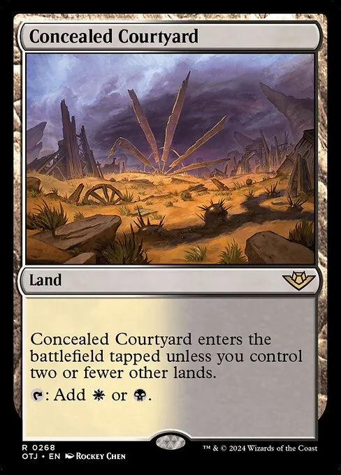 Concealed Courtyard, carta Magic di tipo Land illustrata da Rockey Chen