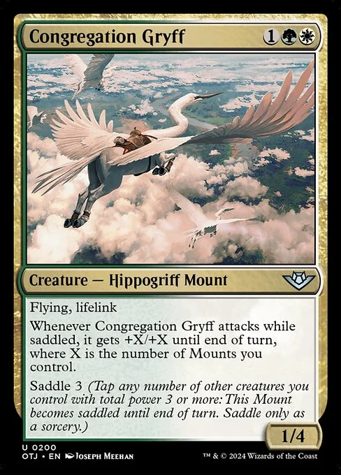 Congregation Gryff, carta Magic di tipo Creature — Hippogriff Mount illustrata da Joseph Meehan
