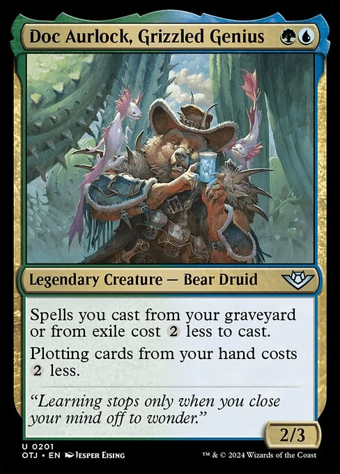 Doc Aurlock, Grizzled Genius, carta Magic di tipo Legendary Creature — Bear Druid illustrata da Jesper Ejsing