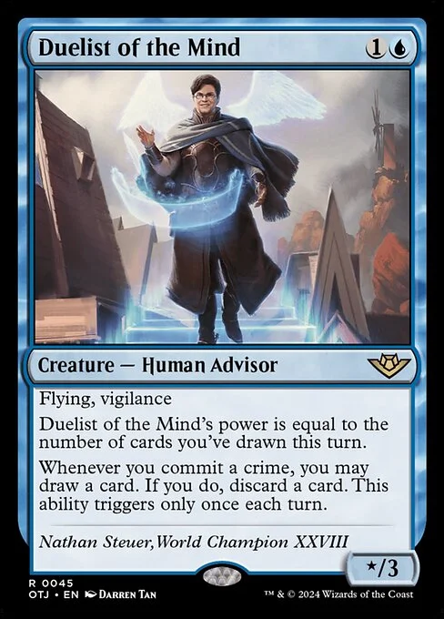 Duelist of the Mind, carta Magic di tipo Creature — Human Advisor illustrata da Darren Tan