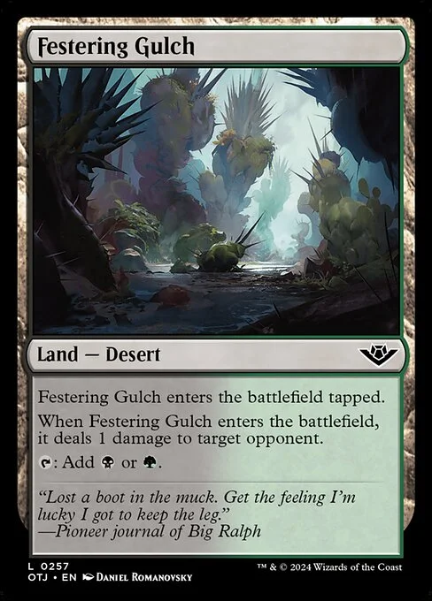 Festering Gulch, carta Magic di tipo Land — Desert illustrata da Daniel Romanovsky
