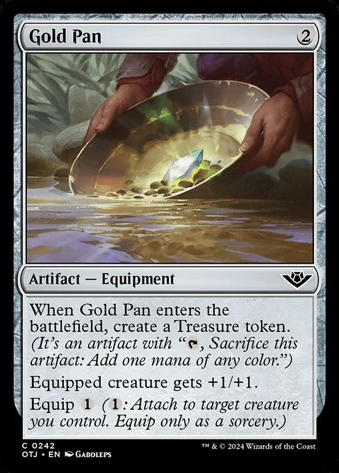 Gold Pan, carta Magic di tipo Artifact — Equipment illustrata da Gaboleps