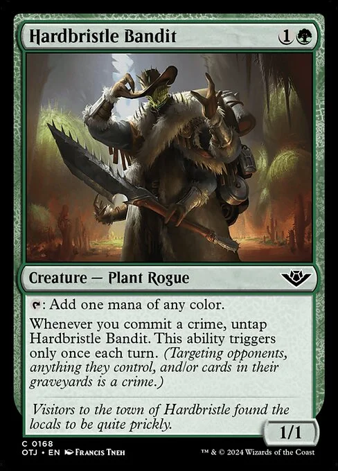 Hardbristle Bandit, carta Magic di tipo Creature — Plant Rogue illustrata da Francis Tneh