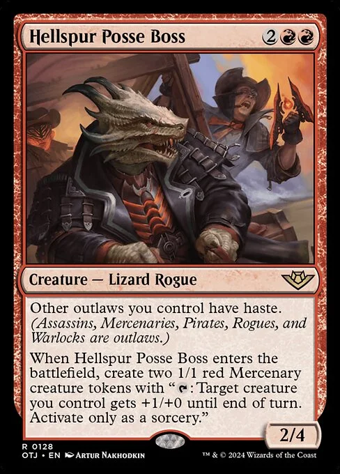 Hellspur Posse Boss, carta Magic di tipo Creature — Lizard Rogue illustrata da Artur Nakhodkin