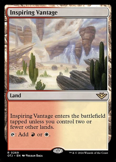 Inspiring Vantage, carta Magic di tipo Land illustrata da Volkan Baǵa