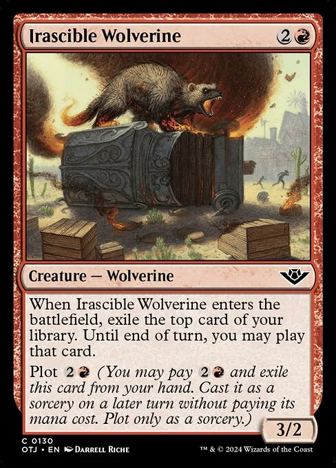 Irascible Wolverine, carta Magic di tipo Creature — Wolverine illustrata da Darrell Riche