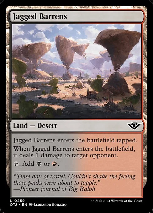 Jagged Barrens, carta Magic di tipo Land — Desert illustrata da Leonardo Borazio