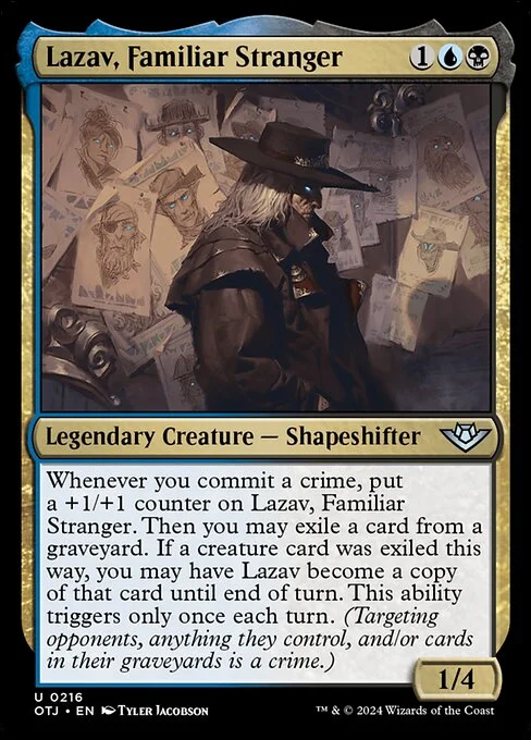Lazav, Familiar Stranger, carta Magic di tipo Legendary Creature — Shapeshifter illustrata da Tyler Jacobson