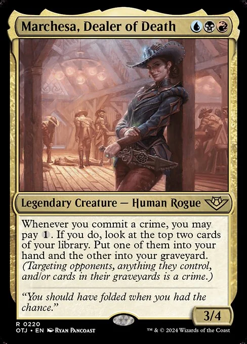 Marchesa, Dealer of Death, carta Magic di tipo Legendary Creature — Human Rogue illustrata da Ryan Pancoast