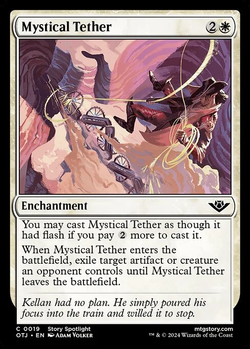 Mystical Tether, carta Magic di tipo Enchantment illustrata da Adam Volker