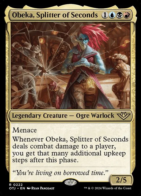 Obeka, Splitter of Seconds, carta Magic di tipo Legendary Creature — Ogre Warlock illustrata da Ryan Pancoast