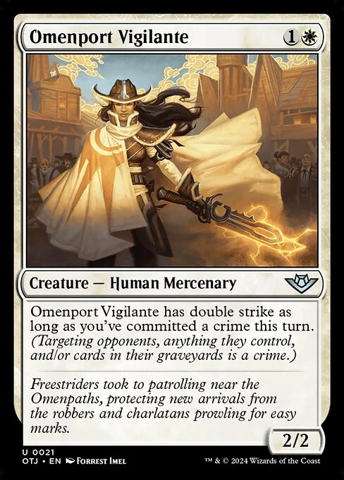 Omenport Vigilante, carta Magic di tipo Creature — Human Mercenary illustrata da Forrest Imel