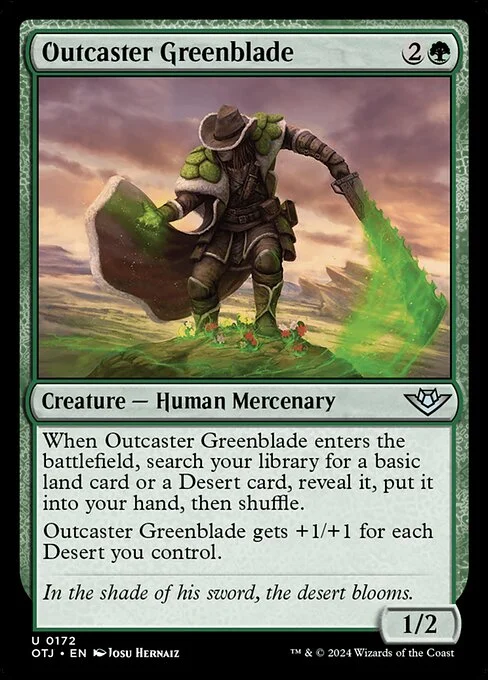 Outcaster Greenblade, carta Magic di tipo Creature — Human Mercenary illustrata da Josu Hernaiz