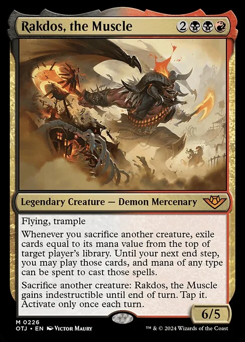 Rakdos, the Muscle, carta Magic di tipo Legendary Creature — Demon Mercenary illustrata da Victor Maury