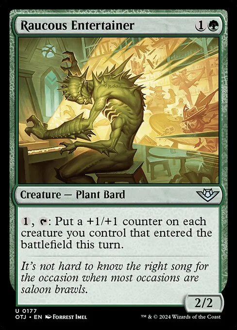 Raucous Entertainer, carta Magic di tipo Creature — Plant Bard illustrata da Forrest Imel