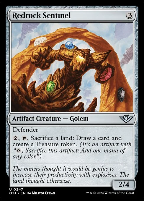 Redrock Sentinel, carta Magic di tipo Artifact Creature — Golem illustrata da Milivoj Ćeran