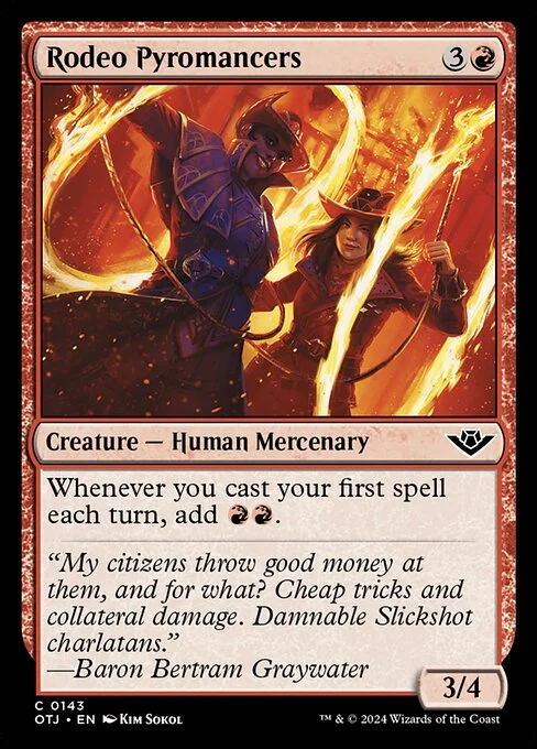 Rodeo Pyromancers, carta Magic di tipo Creature — Human Mercenary illustrata da Kim Sokol