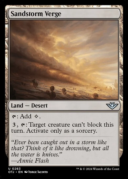 Sandstorm Verge, carta Magic di tipo Land — Desert illustrata da Jorge Jacinto