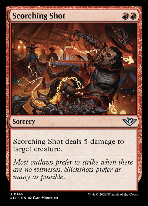 Scorching Shot, carta Magic di tipo Sorcery illustrata da Caio Monteiro