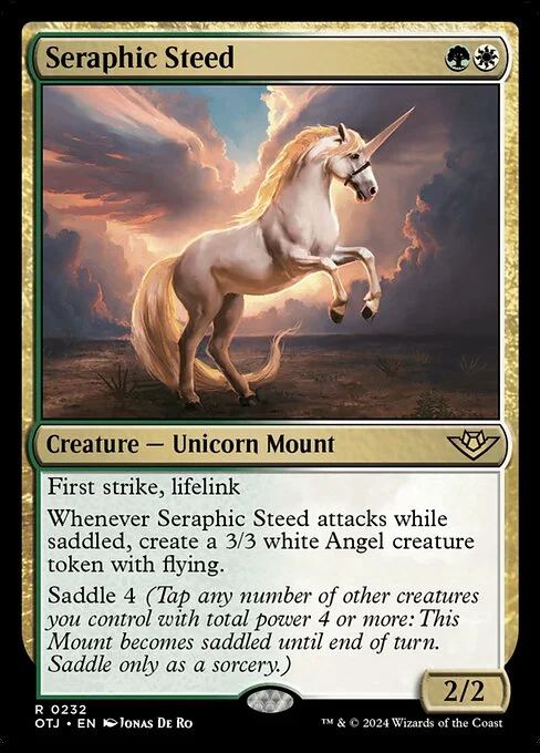 Seraphic Steed, carta Magic di tipo Creature — Unicorn Mount illustrata da Jonas De Ro