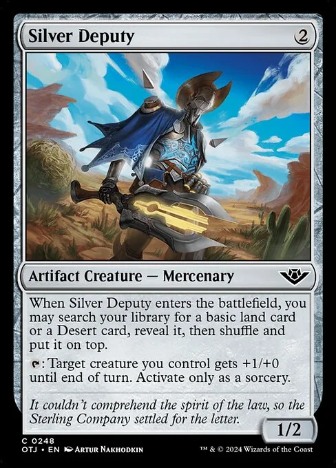 Silver Deputy, carta Magic di tipo Artifact Creature — Mercenary illustrata da Artur Nakhodkin