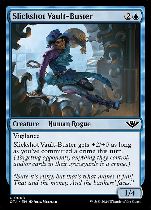 Slickshot Vault-Buster, carta Magic di tipo Creature — Human Rogue illustrata da Julia Metzger