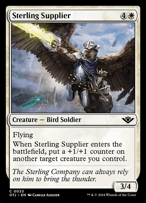 Sterling Supplier, carta Magic di tipo Creature — Bird Soldier illustrata da Camille Alquier