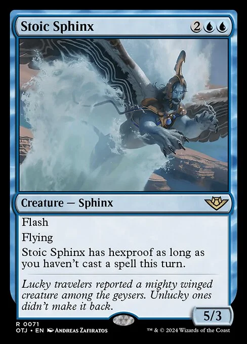 Stoic Sphinx, carta Magic di tipo Creature — Sphinx illustrata da Andreas Zafiratos