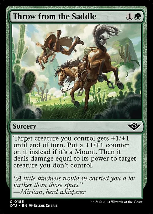 Throw from the Saddle, carta Magic di tipo Sorcery illustrata da Eilene Cherie
