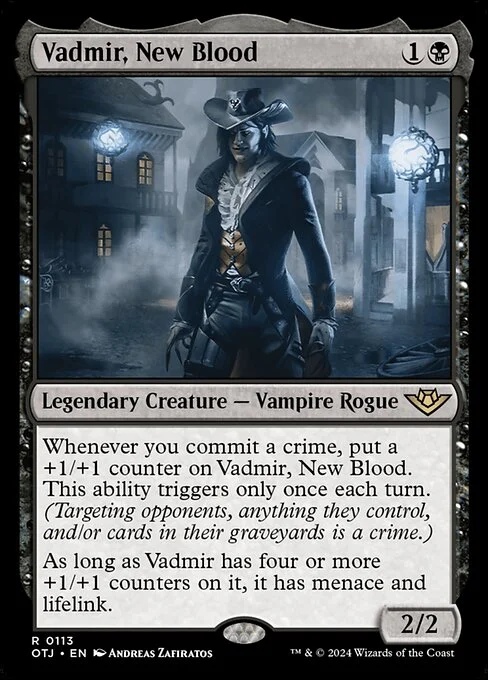 Vadmir, New Blood, carta Magic di tipo Legendary Creature — Vampire Rogue illustrata da Andreas Zafiratos