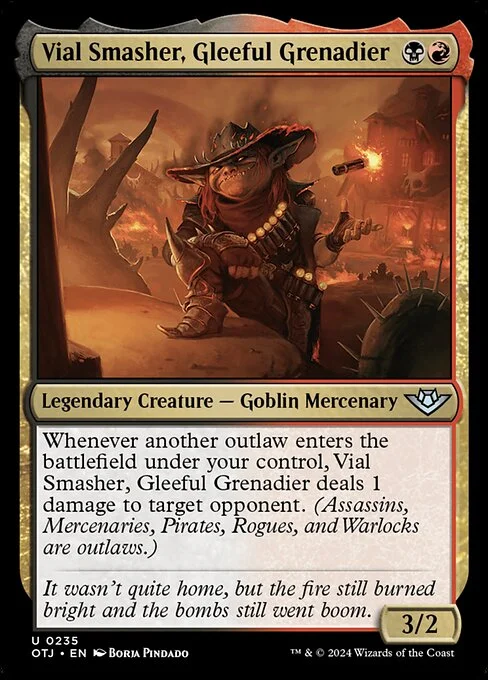 Vial Smasher, Gleeful Grenadier, carta Magic di tipo Legendary Creature — Goblin Mercenary illustrata da Borja Pindado