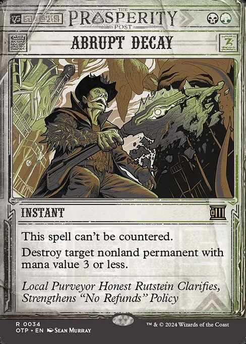 Abrupt Decay, carta Magic di tipo Instant illustrata da Sean Murray