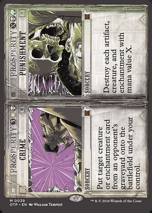 Crime // Punishment, carta Magic di tipo Sorcery // Sorcery illustrata da William Tempest
