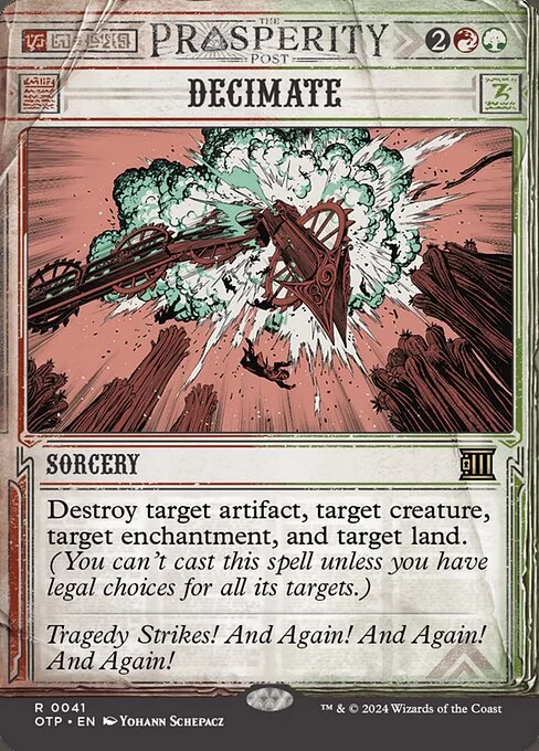 Decimate, carta Magic di tipo Sorcery illustrata da Yohann Schepacz