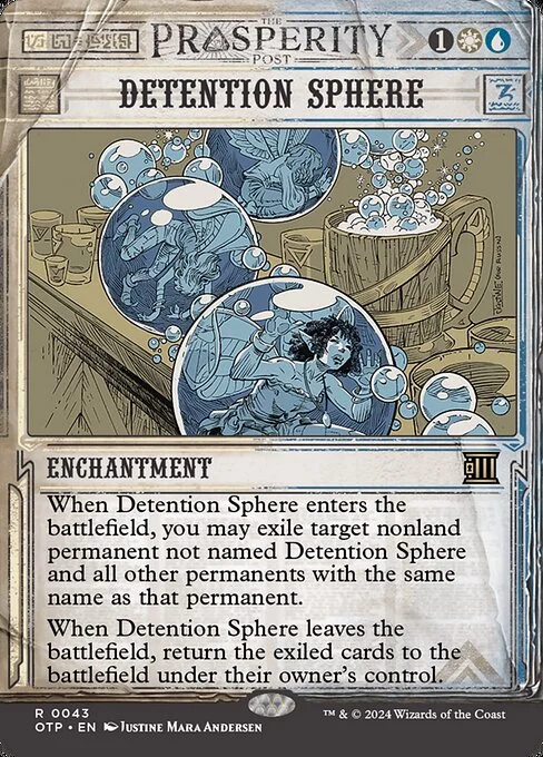 Detention Sphere, carta Magic di tipo Enchantment illustrata da Justine Mara Andersen