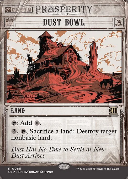 Dust Bowl, carta Magic di tipo Land illustrata da Yohann Schepacz