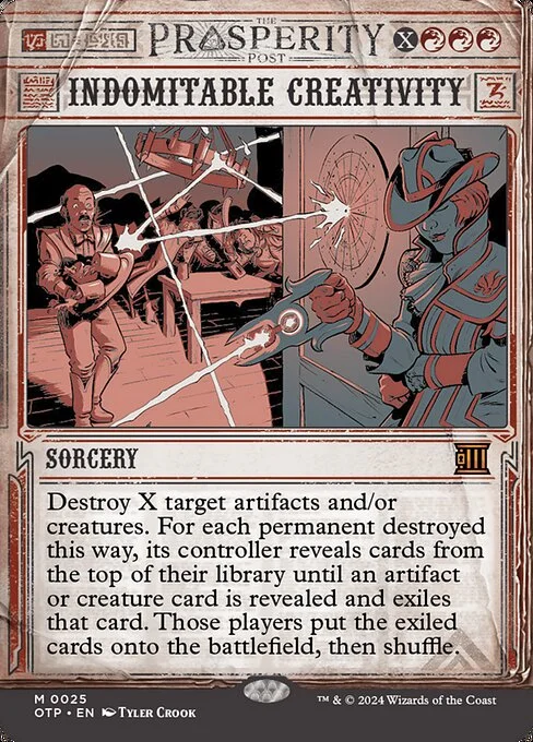Indomitable Creativity, carta Magic di tipo Sorcery illustrata da Tyler Crook