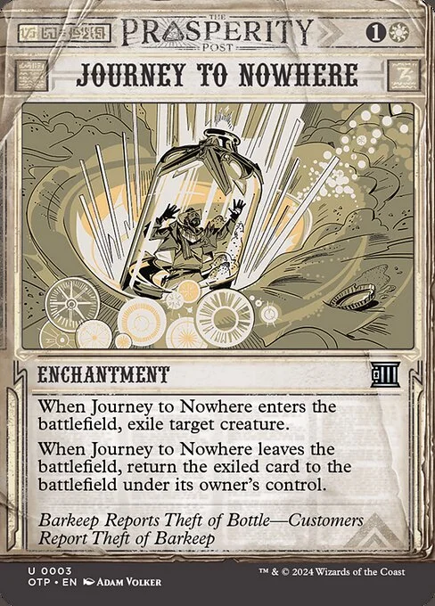 Journey to Nowhere, carta Magic di tipo Enchantment illustrata da Adam Volker