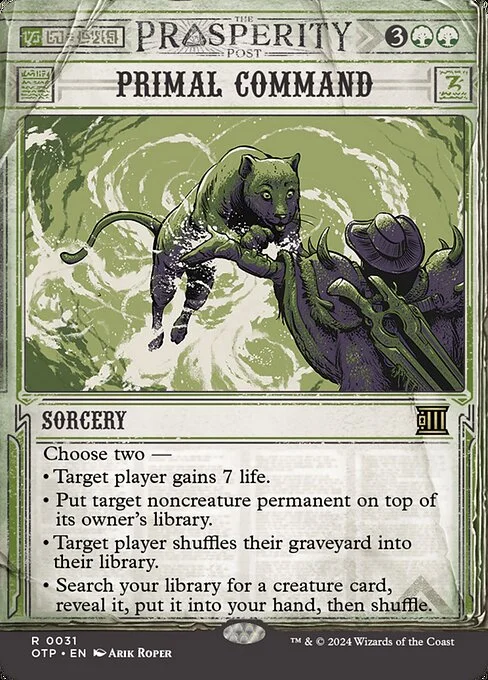 Primal Command, carta Magic di tipo Sorcery illustrata da Arik Roper