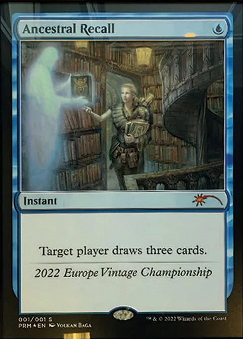 Ancestral Recall, carta Magic di tipo Instant illustrata da Volkan Baǵa