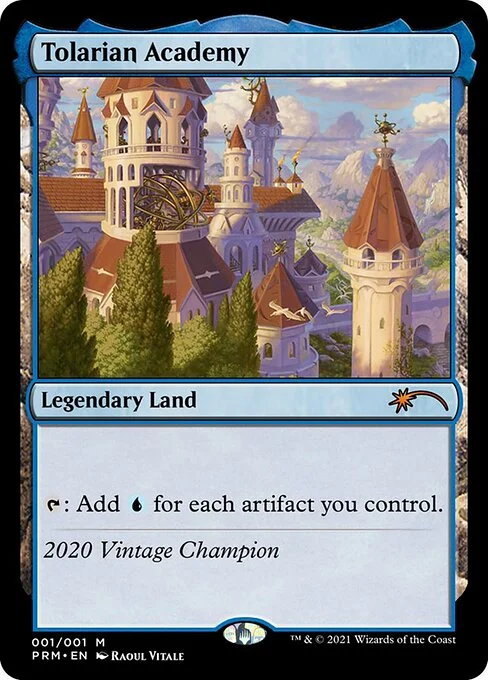 Tolarian Academy, carta Magic di tipo Legendary Land illustrata da Raoul Vitale