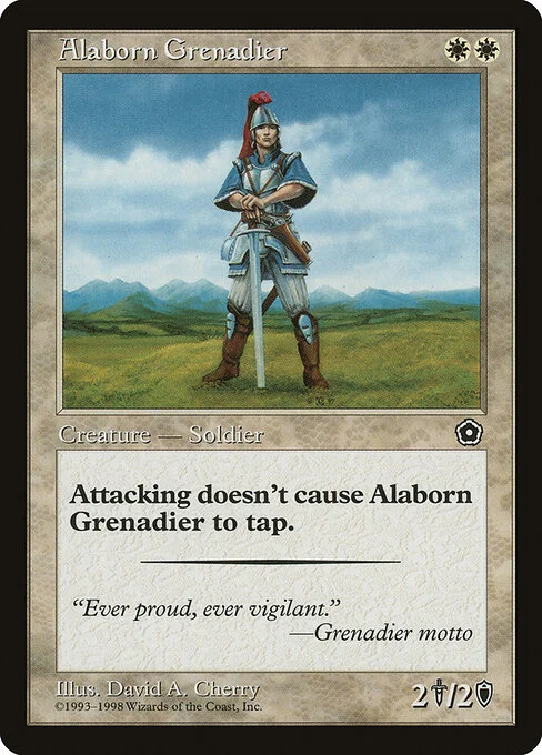 Alaborn Grenadier, carta Magic di tipo Creature — Human Soldier illustrata da David A. Cherry