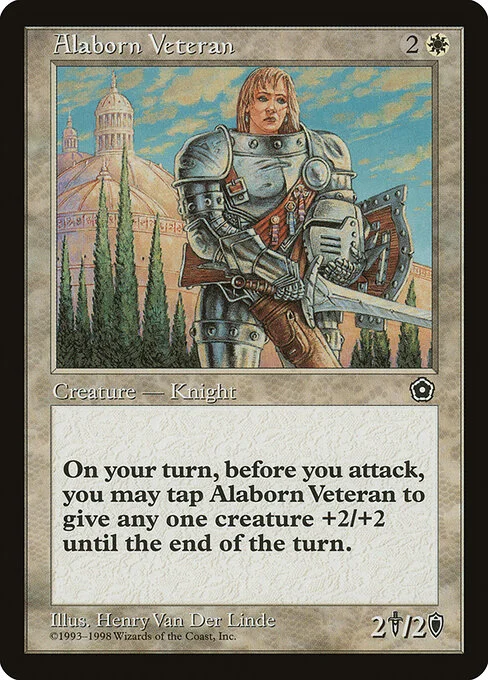 Alaborn Veteran, carta Magic di tipo Creature — Human Knight illustrata da Henry Van Der Linde