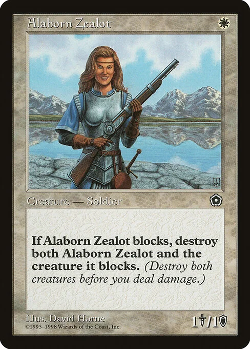 Alaborn Zealot, carta Magic di tipo Creature — Human Soldier illustrata da David Horne